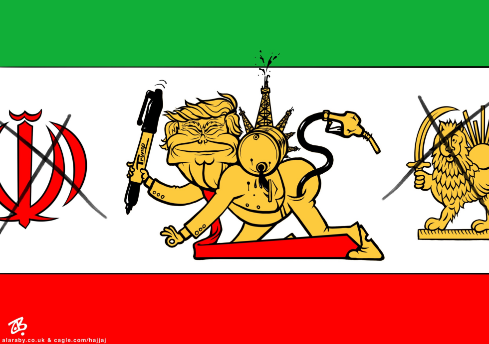 Tump Iran Protest Flag Shah Lion Persia Sharpie