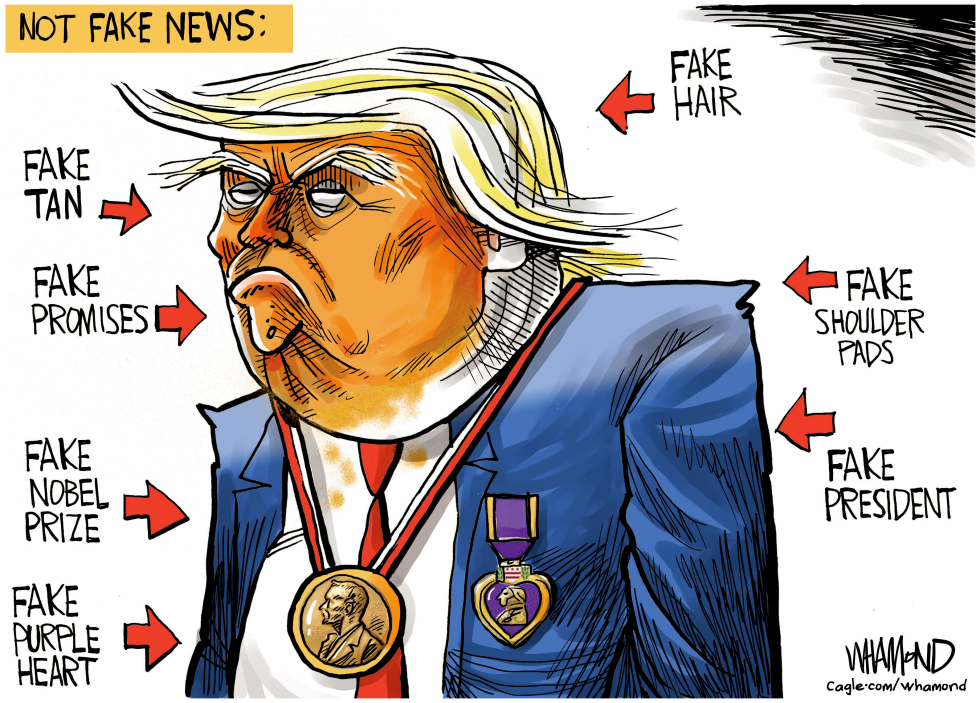Trump Cartoon Mocks Fake Nobel Prize and Multiple Fabrications