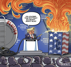 TRUMP DAVOS BLUSTER FUELS U.S. DUMPSTER FIRE by Graeme MacKay