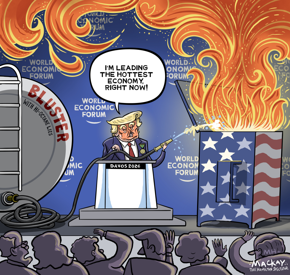 Trump Davos bluster fuels U.S. dumpster fire