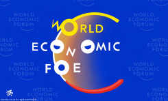 WORLD ECONOMIC FORUM TRUMP AT DAVOS LOGO FOE FACE by Emad Hajjaj