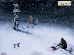 DIGGING OUT AFTER THE BLIZZARD by Sean Delonas