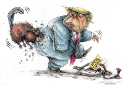 TRUMP SETS A BEAVER TRAP by Dale Cummings
