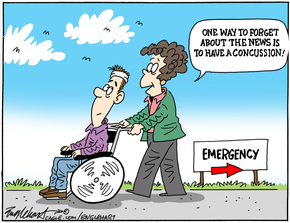 Cartoon Shows Concussion as Quick Fix for News Overload