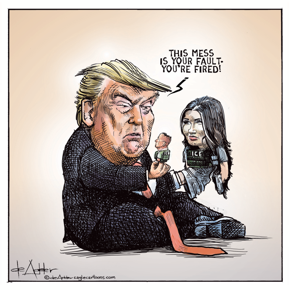 Trump Fires Tiny ICE Agent in Hilarious Border Blame Cartoon