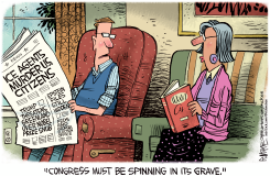 CONGRESS SPINNING IN ITS GRAVE by Rick McKee