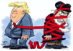 TRUMP TIES AYATOLLAH'S FATE - PUTTING THE SQUEEZE ON IRAN by Daryl Cagle