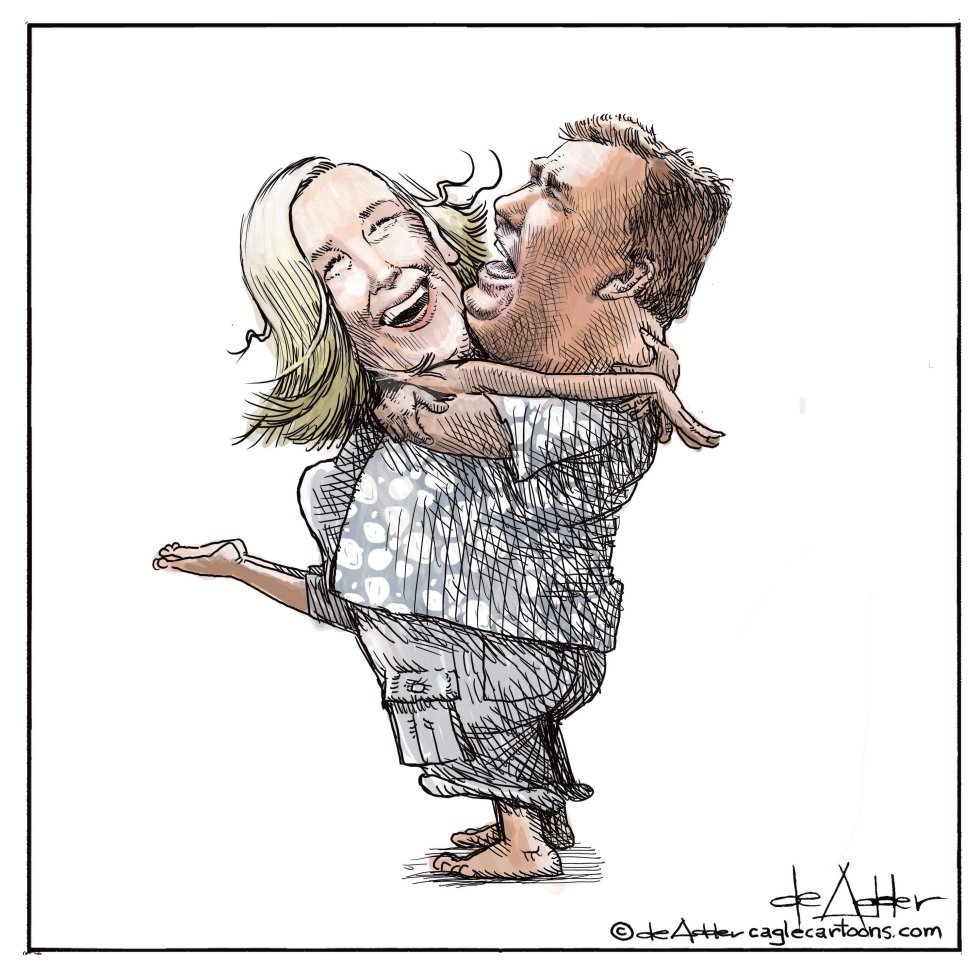 Katherine O'Hara and John Candy hugging