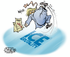 TRUMP SLIPS ON THE ICE by John Cole