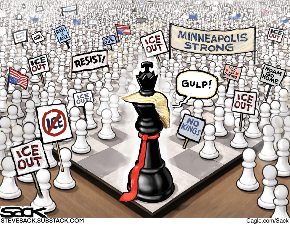 Trump King Gulps as Minneapolis Strong Pawns Protest ICE on Chessboard