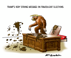 PRESIDENT PORTRAYED AS APE SHOCK by Malcolm McGookin