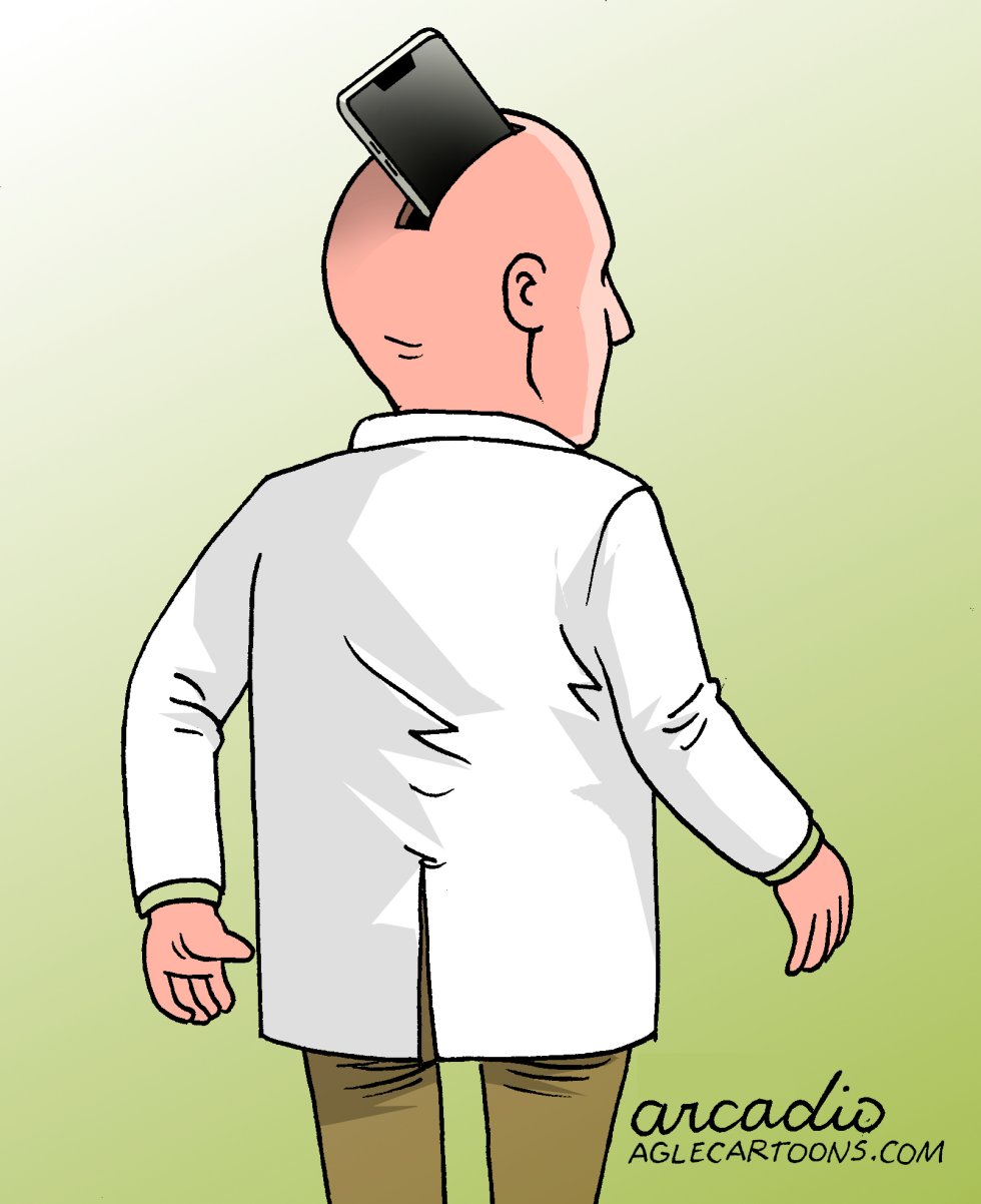 With the smartphone on your head.