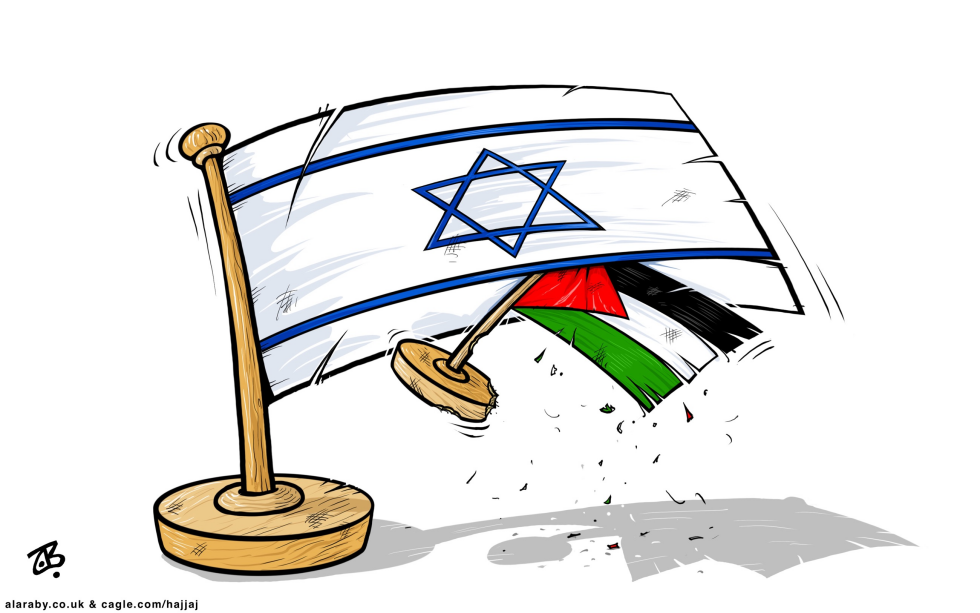 Israel expands control West Bank flags Two States