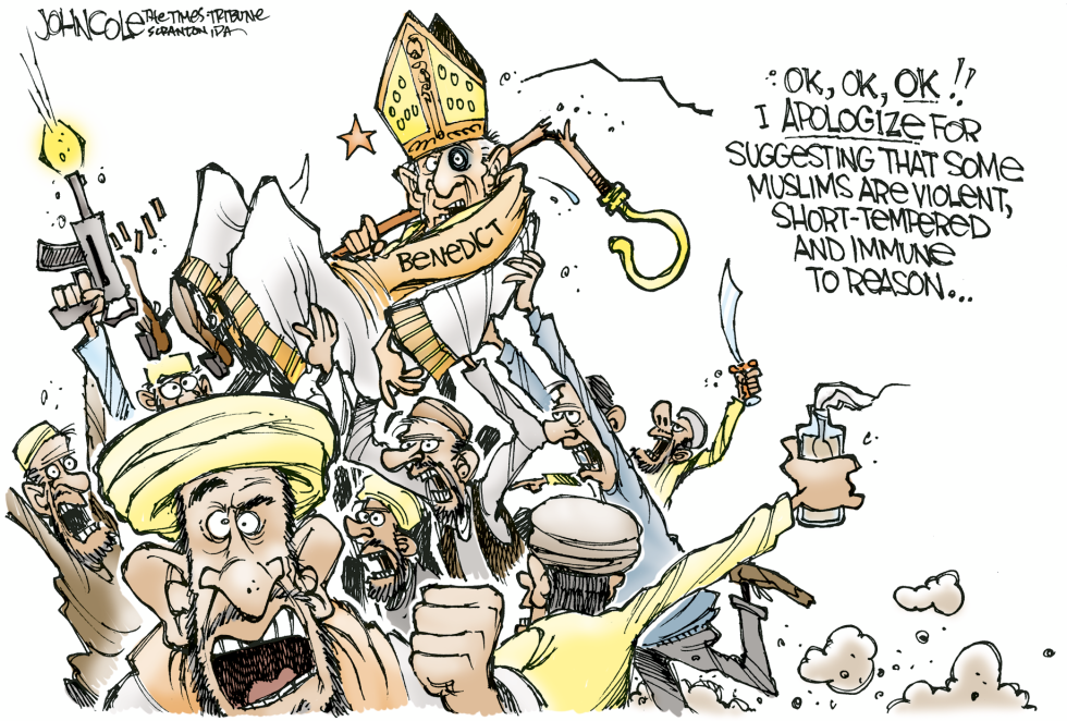 Pope and muslims -- color