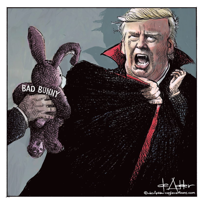 Trump Dracula is repelled by Bad Bunny