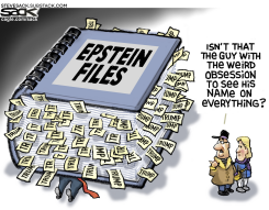 TRUMP NAME OBSESSION IN EPSTEIN FILES by Steve Sack