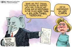 HILLARY SUBPOENAED FOR EPSTEIN FILES by Rick McKee