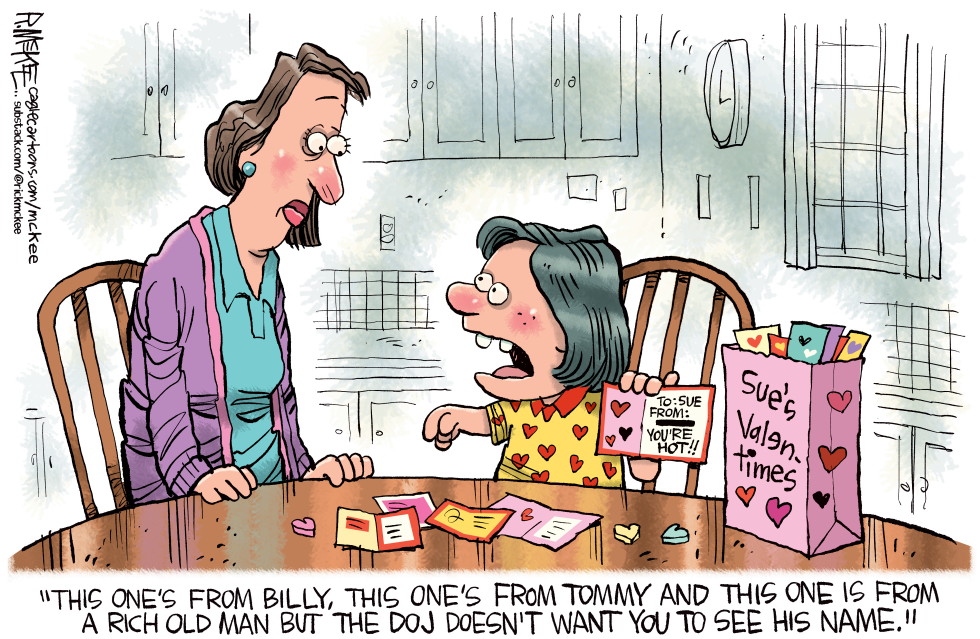 Epstein's Shadow Looms in Valentine's Day Satire on DOJ Secrecy