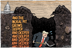 TRUMP DIGGING HIS HIS OWN MORAL PIT by Monte Wolverton