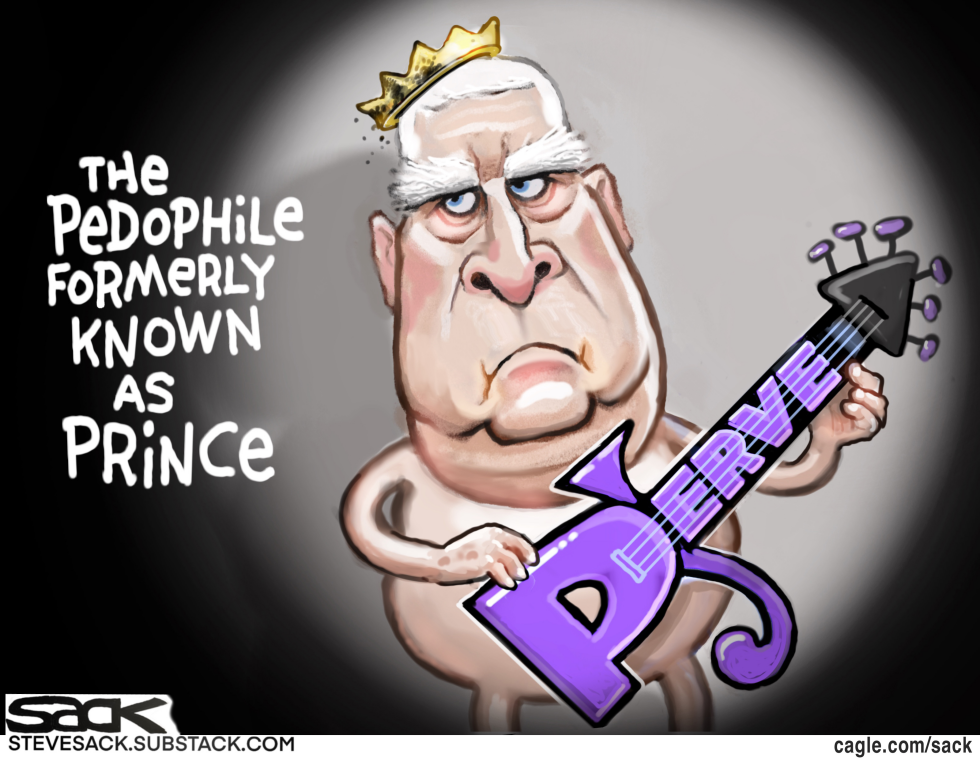 Prince Andrew shown naked with guitar in pedophile scandal cartoon