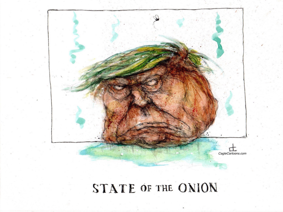 Donald Trump as rotten onion.