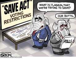 REPUBLICAN ELEPHANTS SAVE ACT VOTING RESTRICTIONS SAVE THEIR BUTTS by Steve Sack