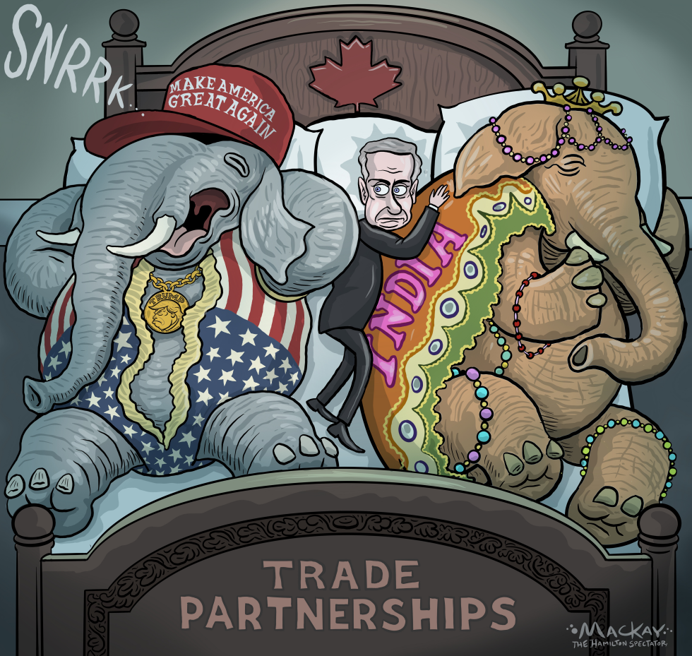Mark Carney shares bed with India & MAGA elephant