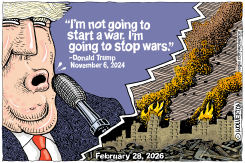 TRUMP BREAKS NO WAR PROMISE by Monte Wolverton