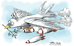 HAPPY BOMBING PEACE DOVE OVER IRAN by Daryl Cagle
