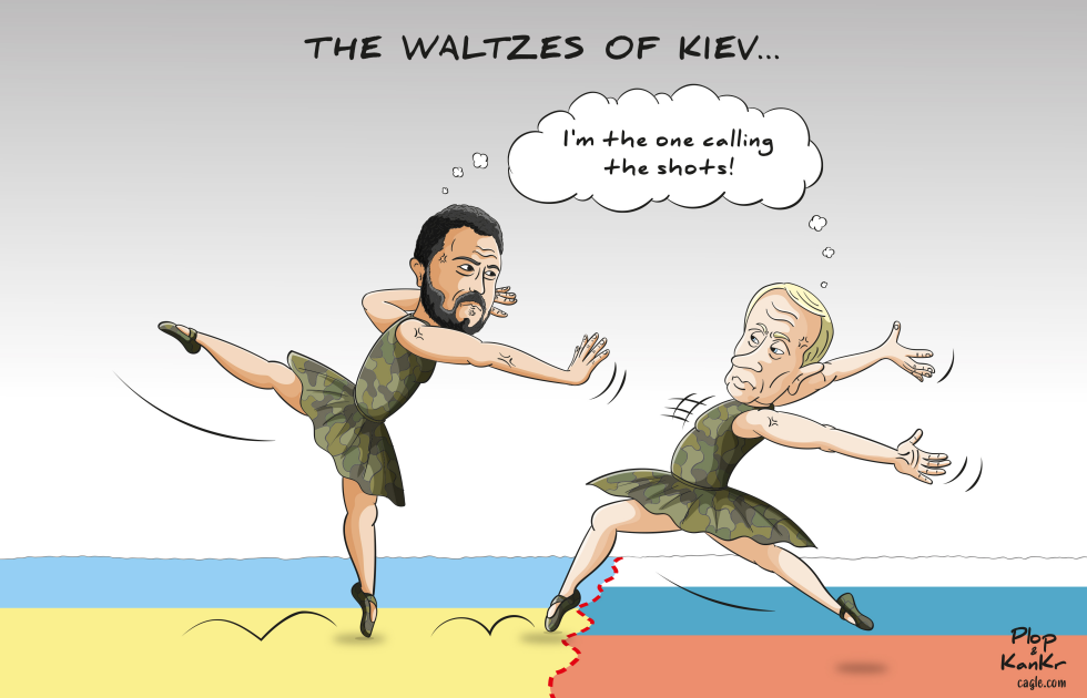Putin and Zelensky shown dancing amid Ukraine territorial lines