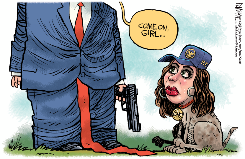 Trump Beckons ICE 'Girl' in Biting Political Cartoon Satire