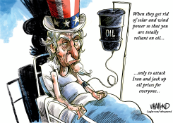 IRAN WAR SPIKES OIL PRICES by Dave Whamond