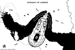 STRAIGHT OF HORMUZ PERSIAN GULF WAR MAP SCREAM OIL by Emad Hajjaj