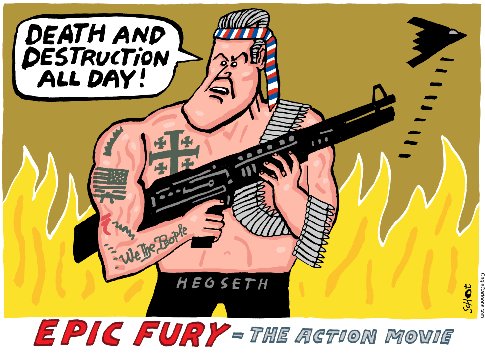 Hegseth as a action movie hero