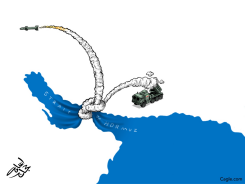 STRANGLING HORMUZ by Osama Hajjaj