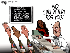 DEMOCRATS OPPOSE SURF ’N’ TURF FOR TROOPS by Margolis & Cox