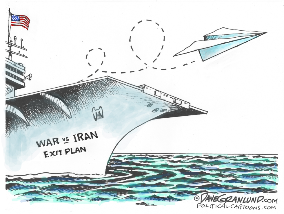 US Exit Plan for Iran War Depicted as Paper Airplane in Cartoon