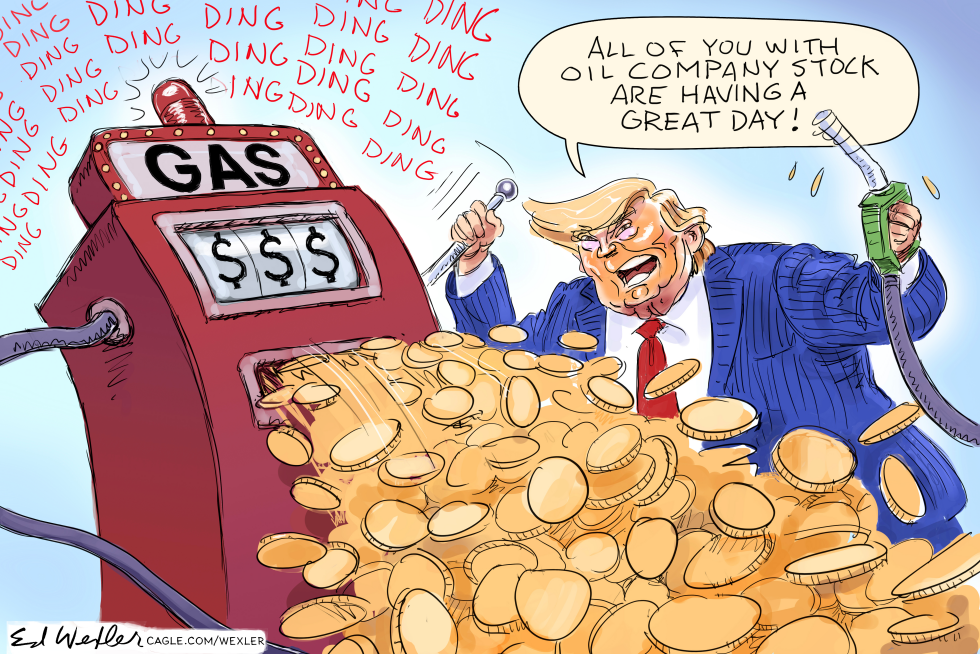 Trump Cheers Oil Investors as Gas Pump Spills Coins