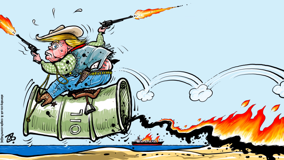 Trump Iran War Cowboy Oil Fire Hormuz