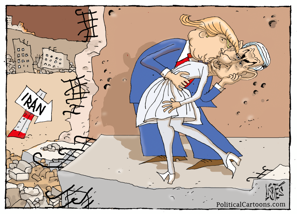 TRUMP AND NETANYAHU KISS OF VICTORY