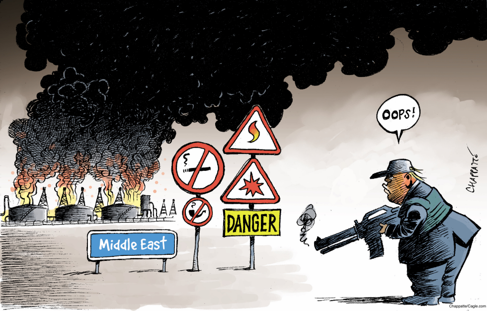 Trump's 'Oops' Moment: Middle East Ablaze in Chappatte Cartoon