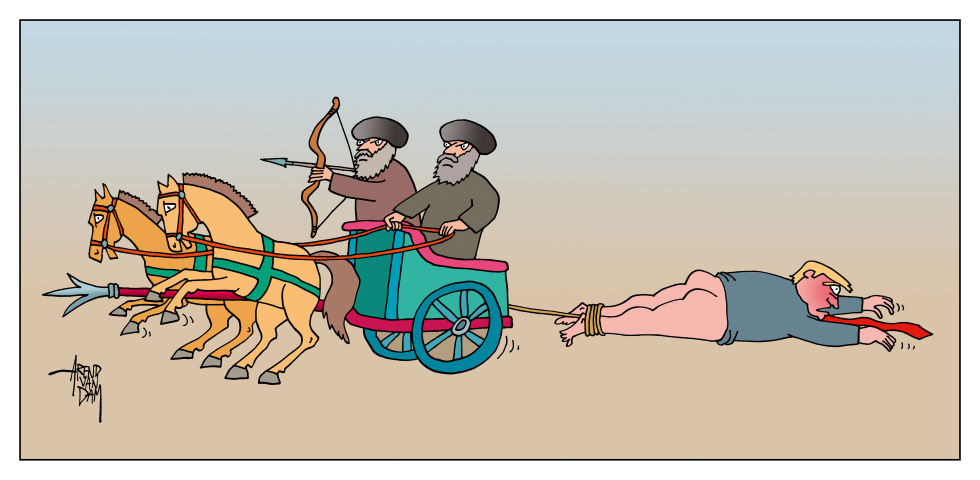 Persian Chariot Drags Defeated Trump