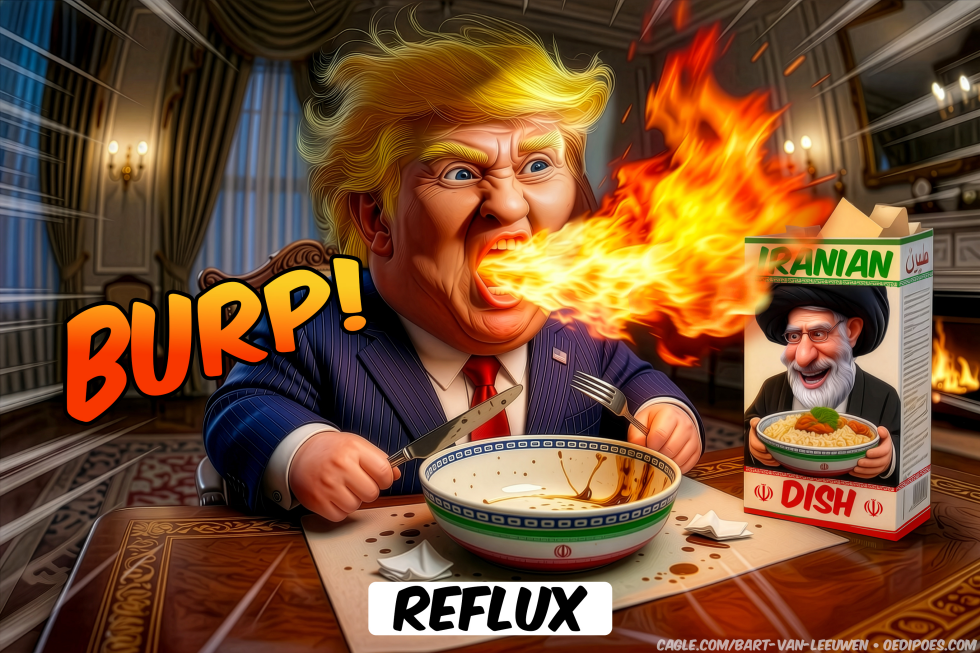 Trump burps up food