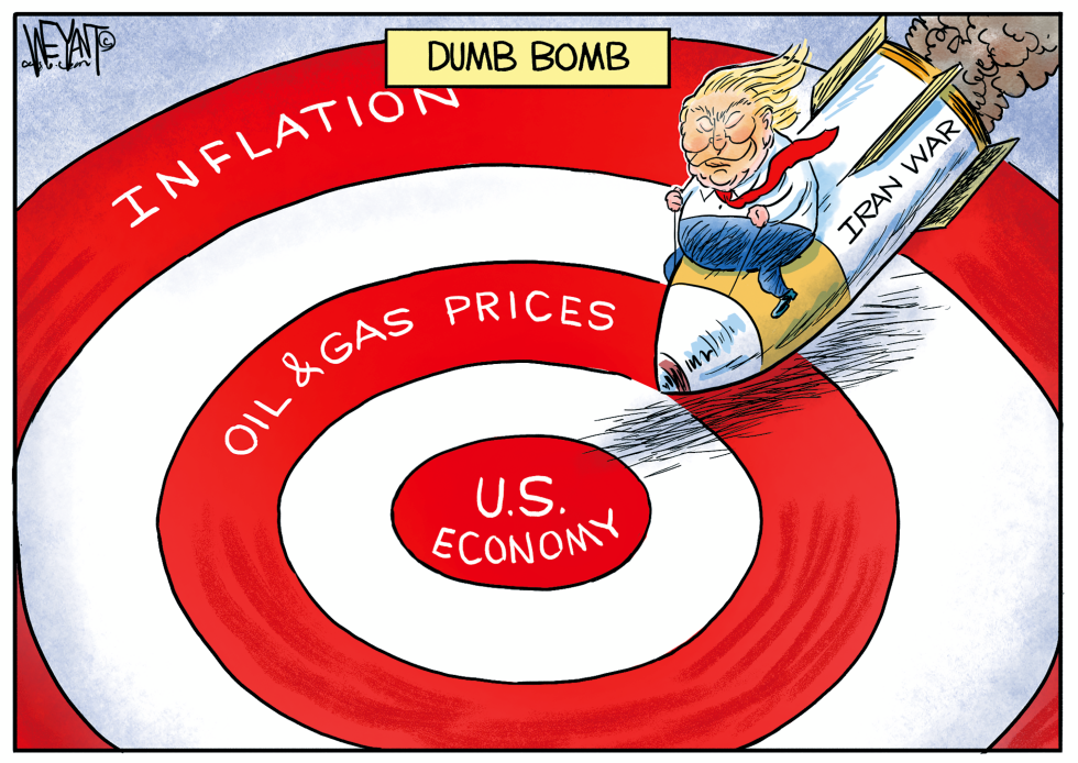 Trump's 'Dumb Bomb' Heads for U.S. Economy in Weyant Cartoon