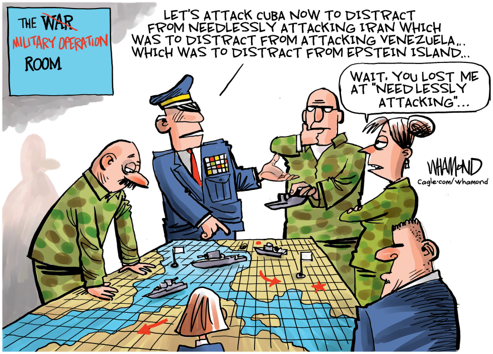 War Room Distractions: From Cuba to Epstein Island in Cartoon Satire
