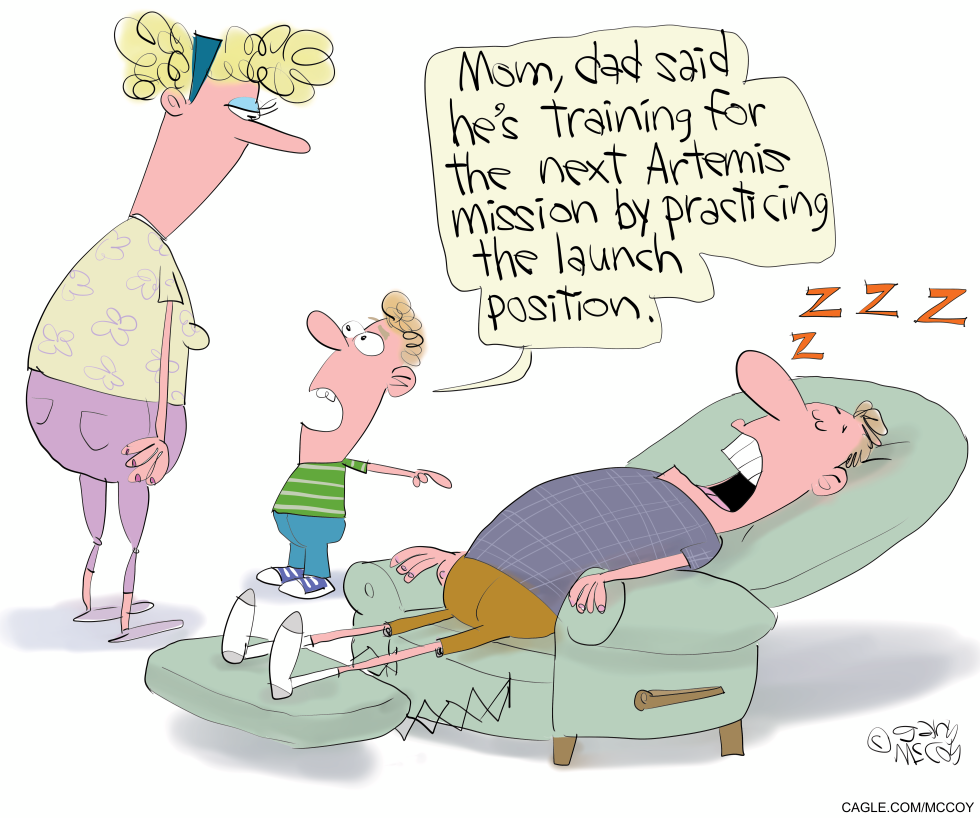 Dad Claims Recliner Training Preps Him for Artemis Launch