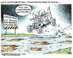 ASTRONAUTS TRAINING FOR MOON RETURN by Dave Granlund