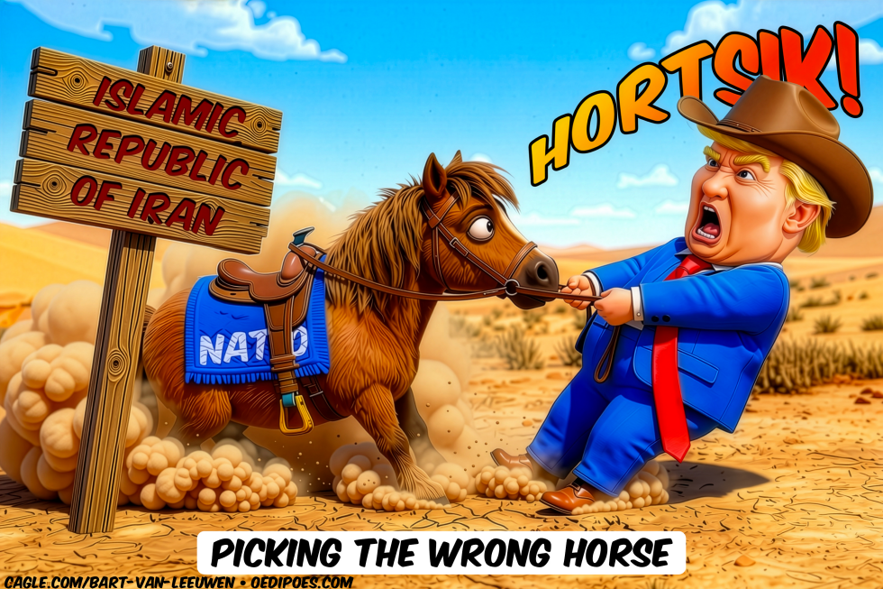 Trump pulling horse