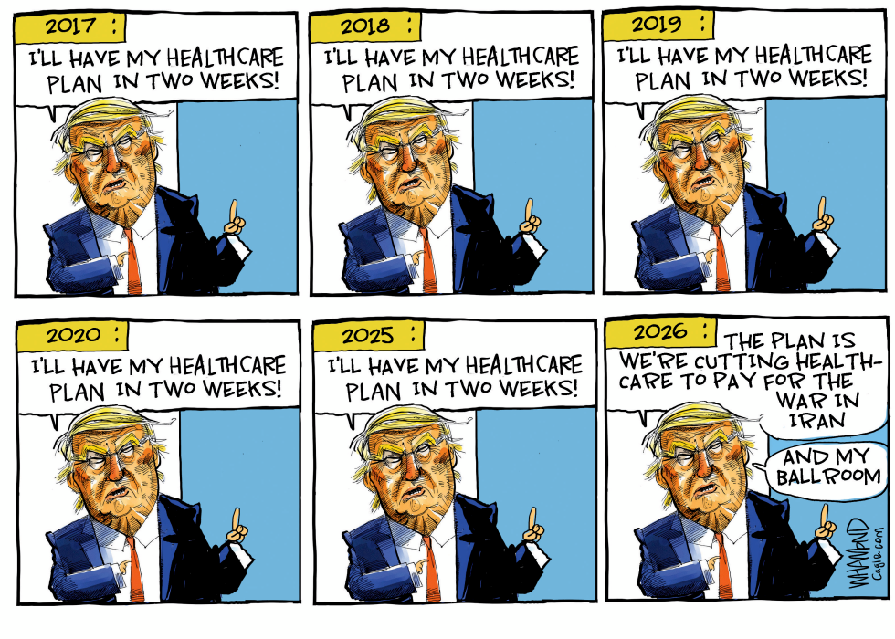 Trump's Eternal 'Two Weeks' Healthcare Vow Ends in War Cuts