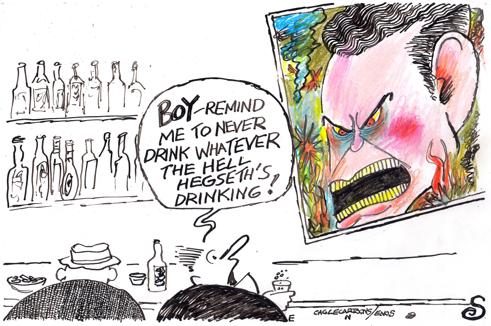 HEGSETH ON TV IN BAR
